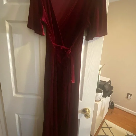 Velour Holiday Maxi-Wrap Dress - Picture 5 of 6
